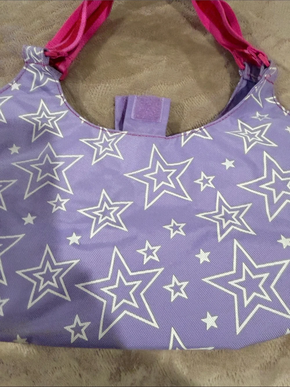 American Girl retired purple w/ white stars print tote bag 18” doll carrier